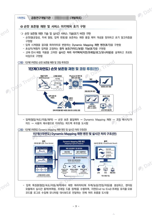 손기술 피지컬 AI 연구개발계획서 11쪽 (일부)